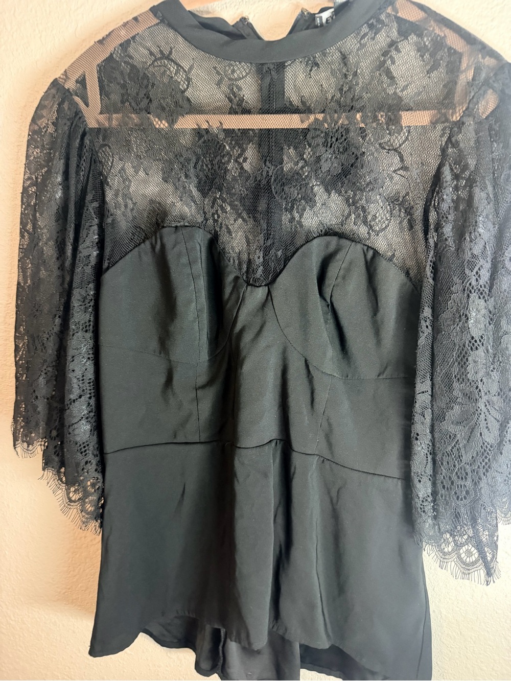 Express Women’s Black Lace Overlay Bustier Top